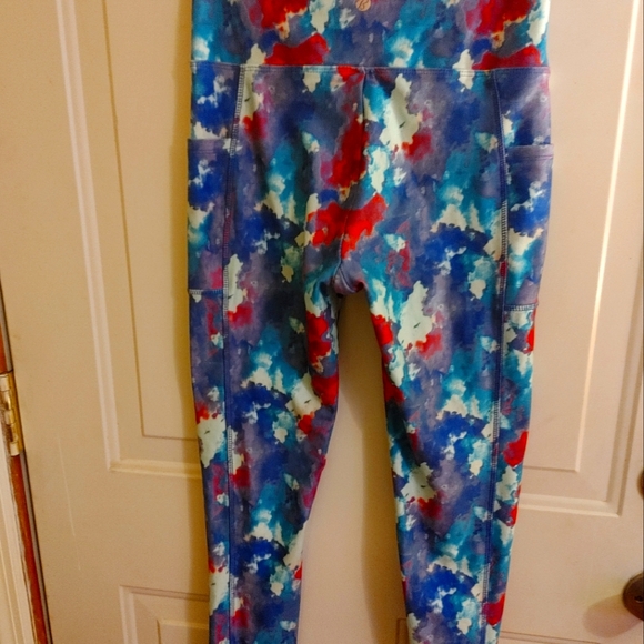 Bally Ladies Fitness Leggings Size M Hot Pink Multicolored Ankle length Colorful - Picture 4 of 4